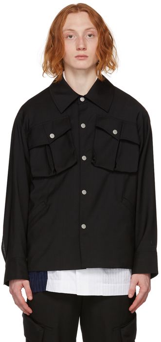 Feng Chen Wang Black Semi-Sheer Shirt Jacket