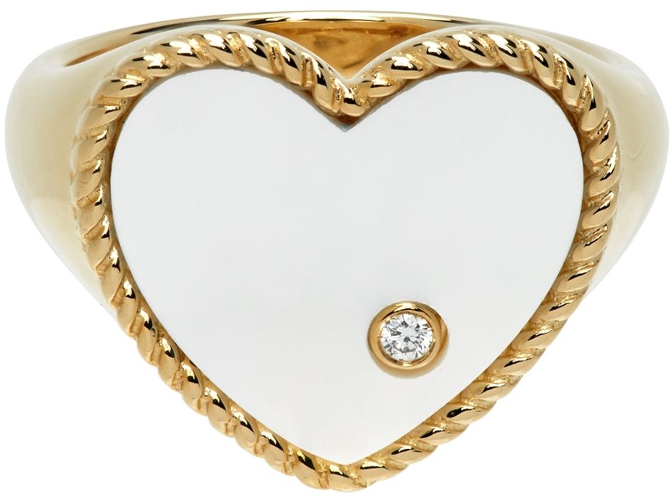 Yvonne Léon Gold Mother-Of-Pearl Caur Signet Ring