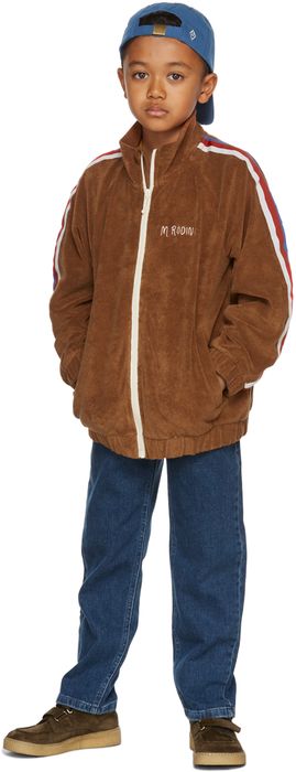 Mini Rodini Kids Brown Terry Stripe Track Jacket