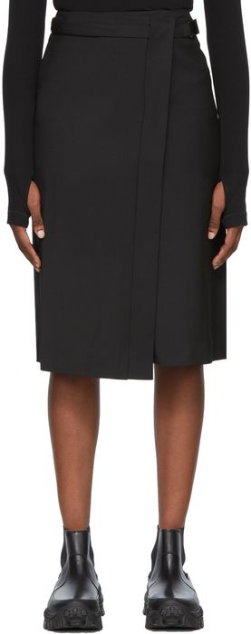 Juun.J Black Wrap Mid-Length Skirt