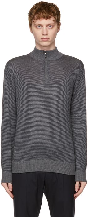 Loro Piana Grey & Navy Woodmere Sweater