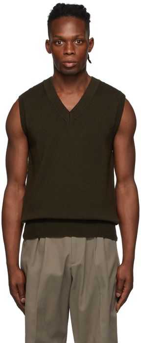 Drake's Green Merino Wool Knitted Vest