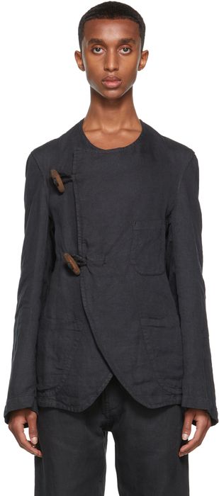 3MAN Black Hemp & Linen Toggle Jacket