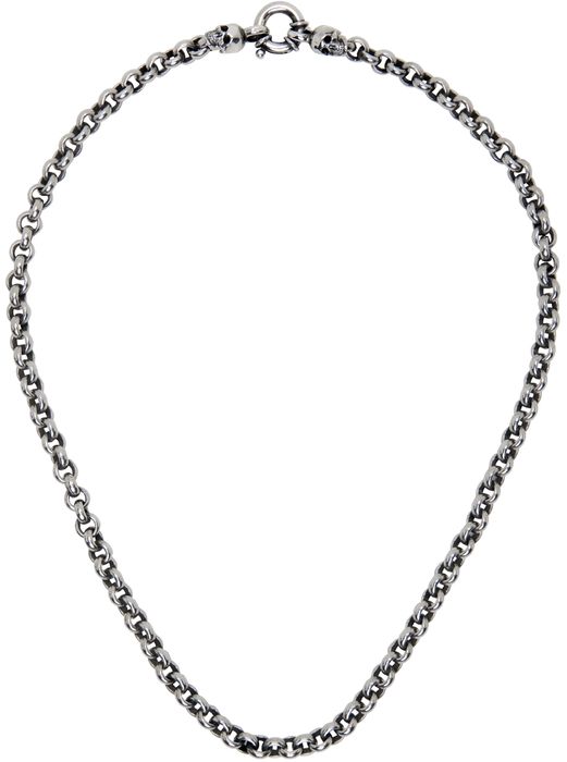 Ugo Cacciatori Silver Jail Chain & Skulls Necklace