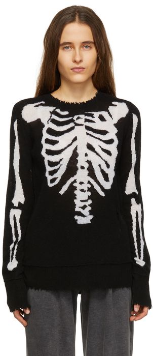R13 Black Skeleton Distressed Cashmere Sweater