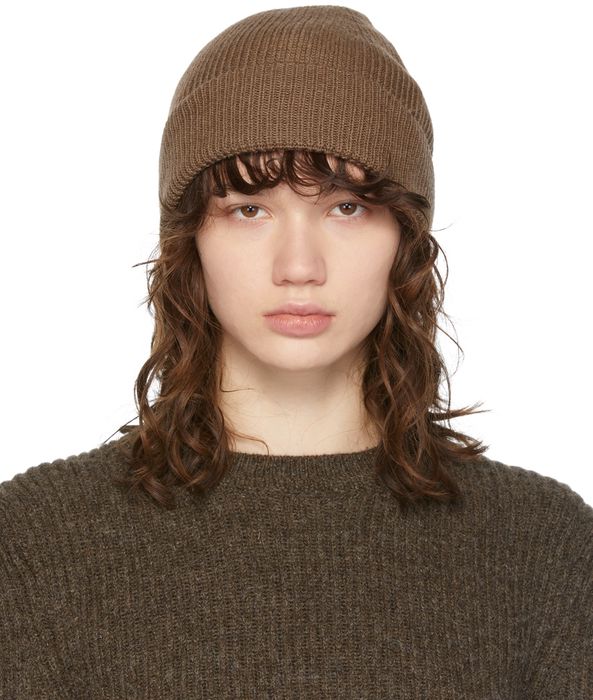 Lemaire Brown Wool Ribbed Beanie