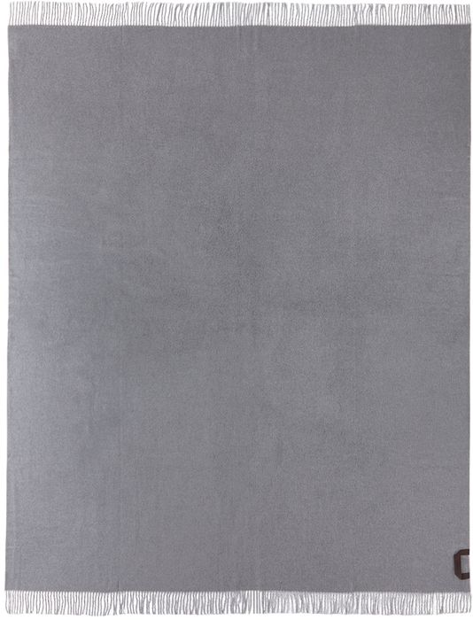 Ermenegildo Zegna Grey & White Double-Face Silk Blanket