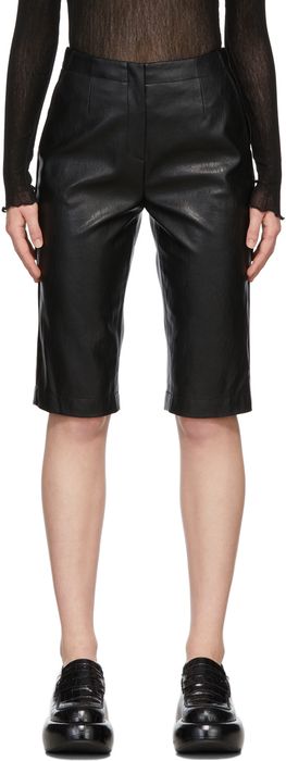 LVIR Black Faux-Leather Bermuda Shorts