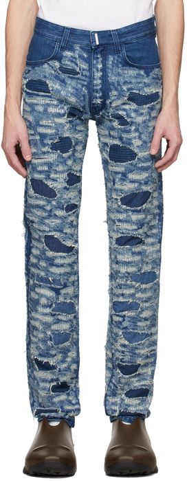 Givenchy Blue Slim Destroyed Jeans