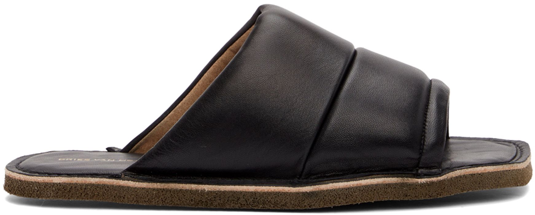 Dries Van Noten Black Leather Slip-On Sandals