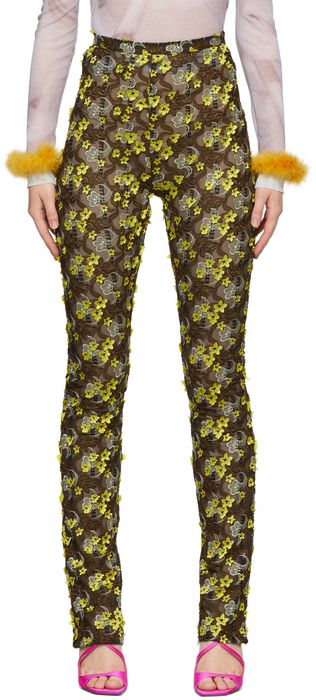 Ottolinger Brown & Yellow Knit Dream Lace Trousers