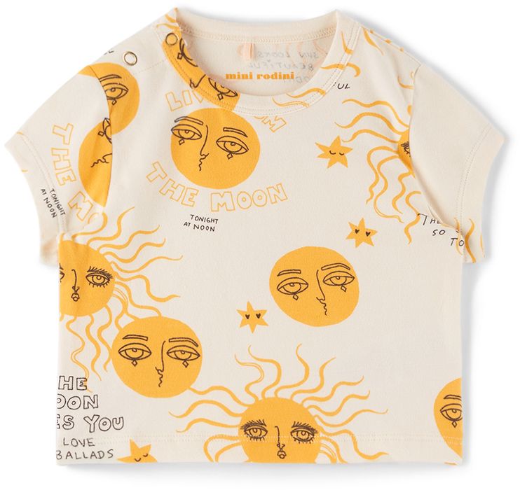 Mini Rodini Baby Off-White Moon & Sun T-Shirt