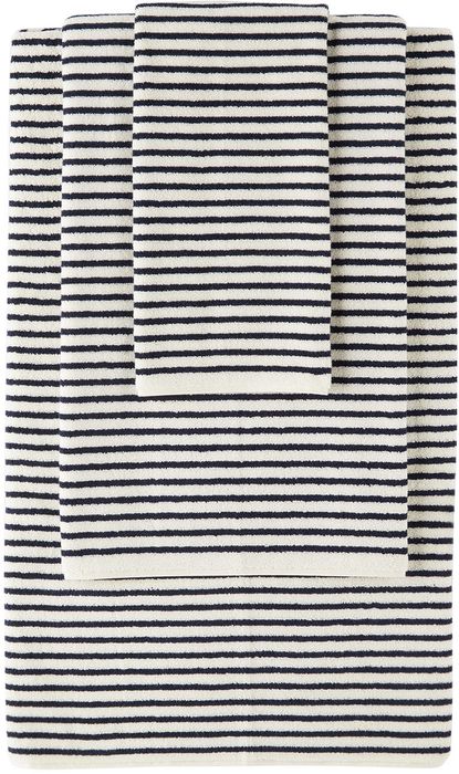 Tekla Off-White & Navy Organic Three-Piece Towel Set