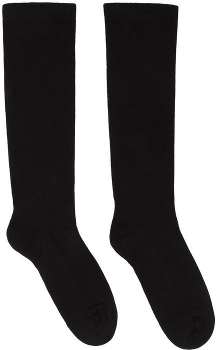Rick Owens Black Cotton Mid-Calf Socks