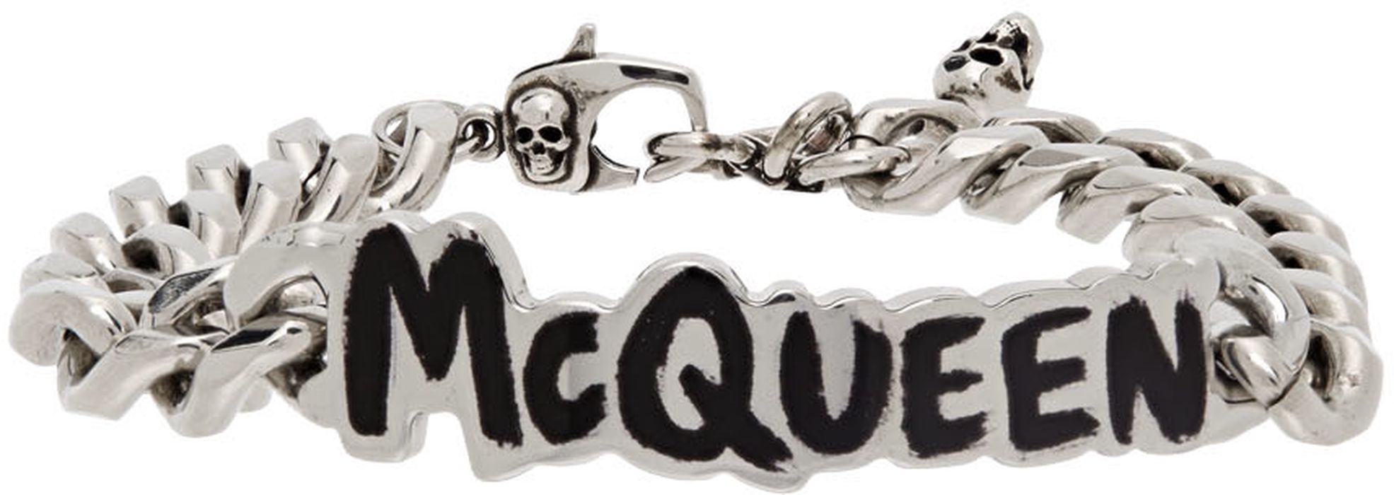 Alexander McQueen Silver Graffiti Chain Bracelet