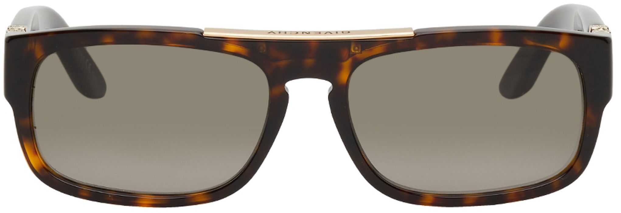 Givenchy Tortoiseshell GV Hinge Rectangular Sunglasses