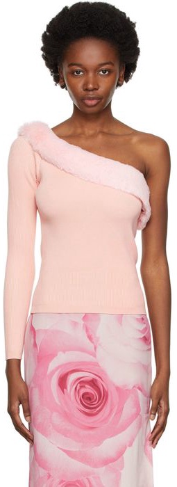 Blumarine Pink Open Shoulder Sweater