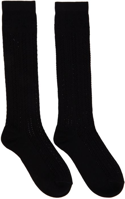 Fendi Black Cotton Macramé Socks