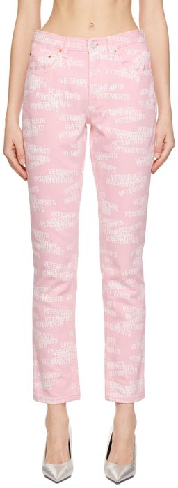 VETEMENTS Pink Stamped Logo Magic Fit Jeans