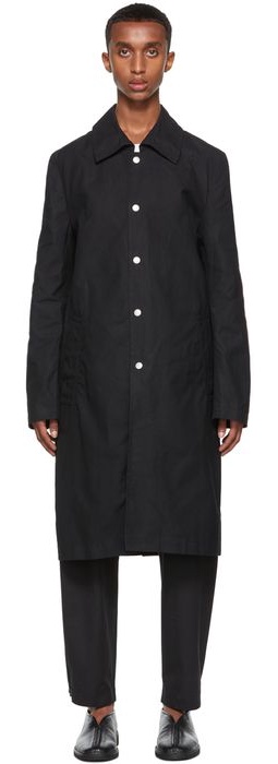 3MAN Black Slim Snap Trench Coat
