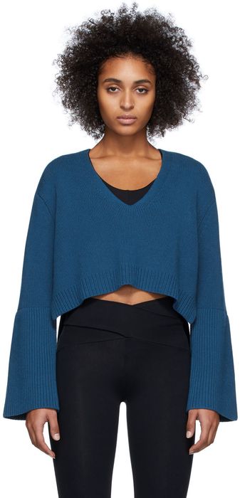 Live the Process Blue High-Low V-Neck Sweater
