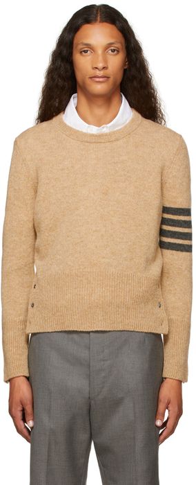 Thom Browne Beige 4-Bar Shetland Crewneck Sweater