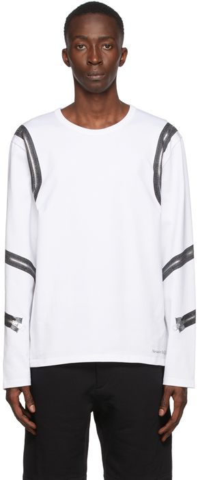 Alexander McQueen White Zip Jersey Long Sleeve T-Shirt