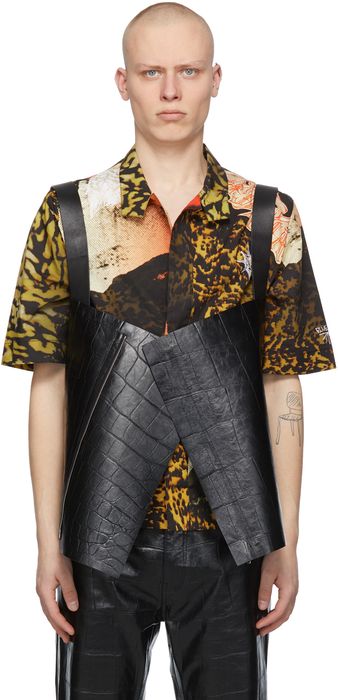 Givenchy Black Croc Short Cape Vest