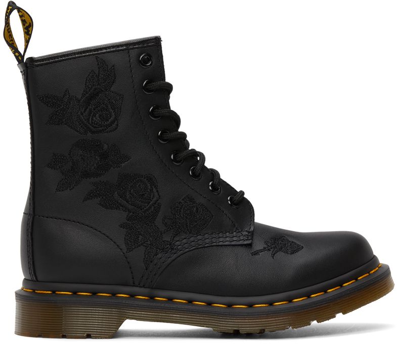 Dr. Martens Black 1460 Vonda Mono Floral Boots