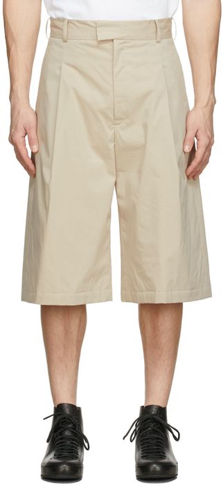 rito structure Beige Padded Half-Pant Shorts