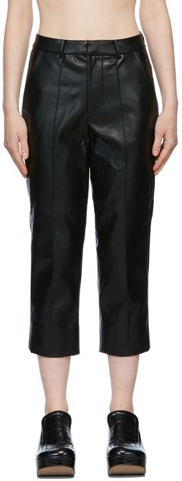 Shushu/Tong Black Faux-Leather Pleated Trousers