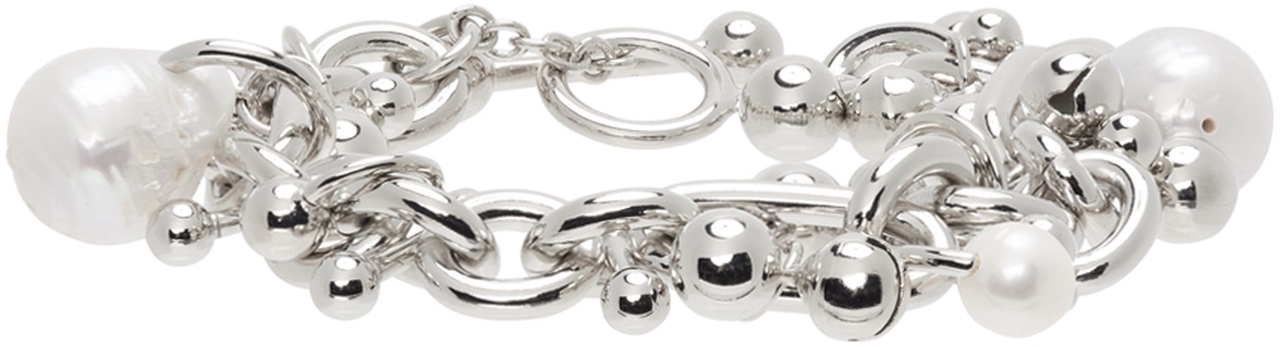 Acne Studios Silver Charm Pearl Bracelet