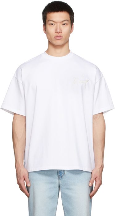Recto White Cotton Jersey Embroidered Logo Oversized T-Shirt