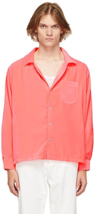 ERL Pink Velvet Drop-Tail Shirt