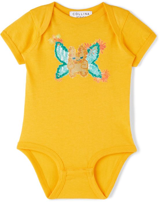 Collina Strada SSENSE Exclusive Baby Yellow Butterfly Printed Bodysuit