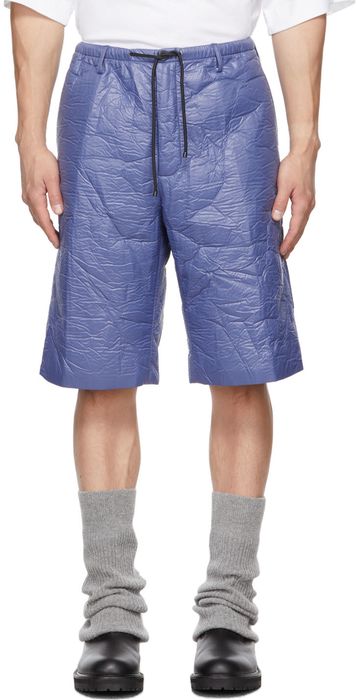 Dries Van Noten Blue Bonded Crinkle Shorts