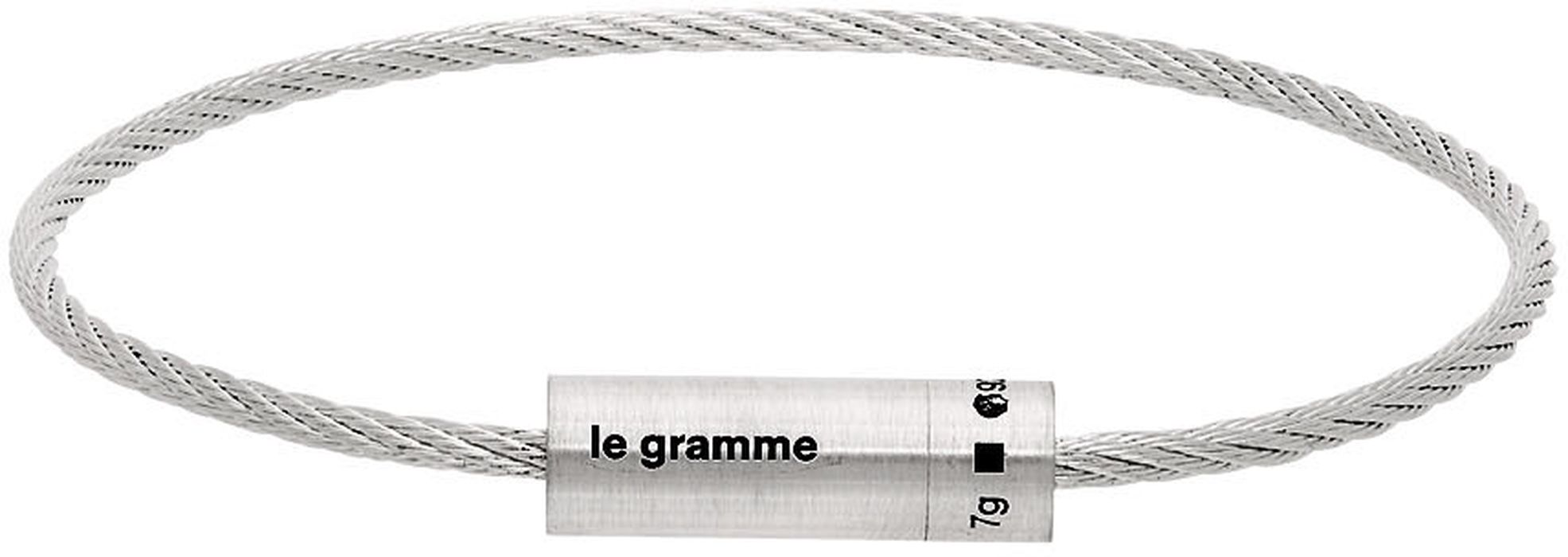 Le Gramme Silver Brushed 'Le 7 Grammes' Cable Bracelet