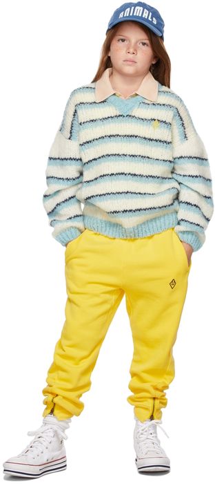 The Animals Observatory Kids White & Blue Stripes Toucan Sweater