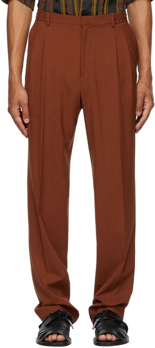 CMMN SWDN Orange Wool Jez Pleated Trousers