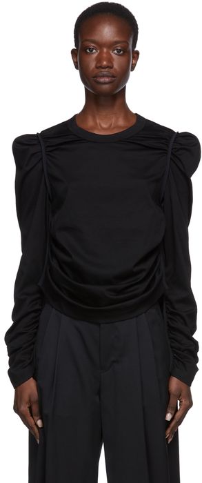 Noir Kei Ninomiya Black Ruched Long Sleeve T-Shirt