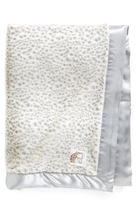 Giraffe at Home Luxe Snow Leopard Faux Fur Throw in Silver