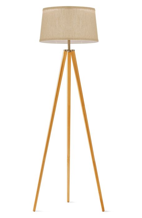 Brightech Emma LED Tripod Floor Lamp in Natural Wood