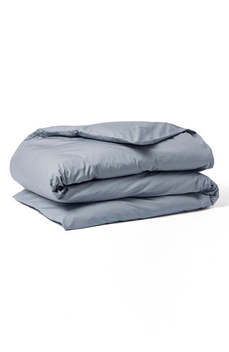 Coyuchi Organic Cotton Percale Duvet Cover in Steel Blue