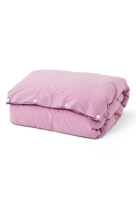 Tekla Organic Cotton Percale Duvet Cover in Mallow Pink