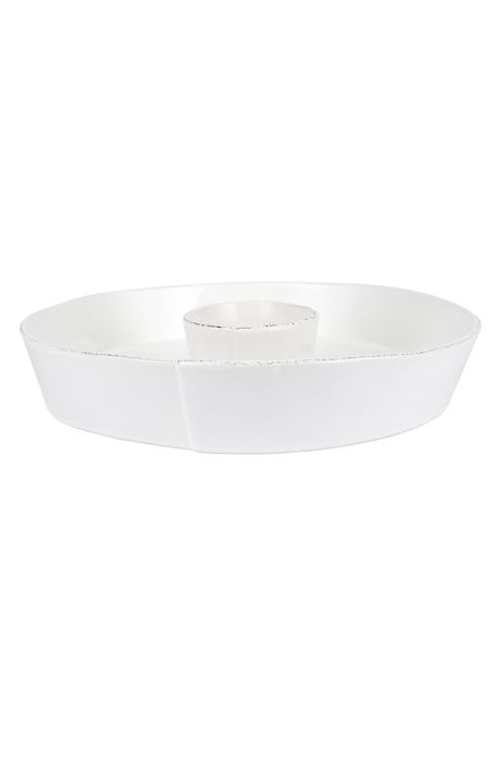 VIETRI Lastra Chip & Dip Dish in White