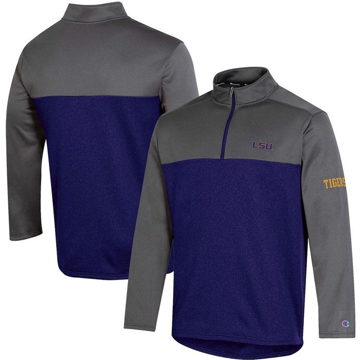 Men's Champion Purple LSU Tigers Gameday Quarter-Zip Jacket