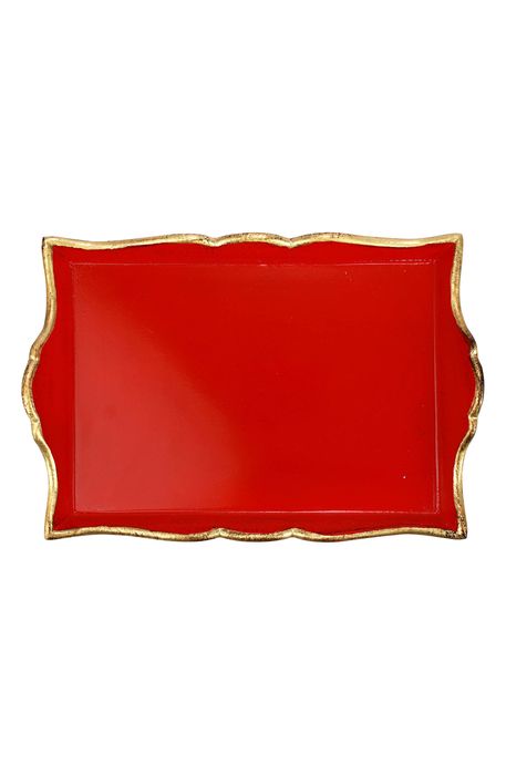 VIETRI Florentine Gilt Tray in Red