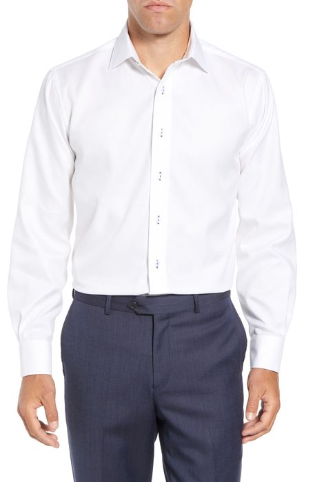 Lorenzo Uomo Trim Fit Solid Dress Shirt in White