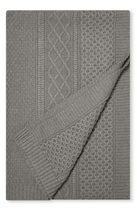 Boll & Branch Aran Knit Organic Cotton Throw Blanket in Heathered Stone