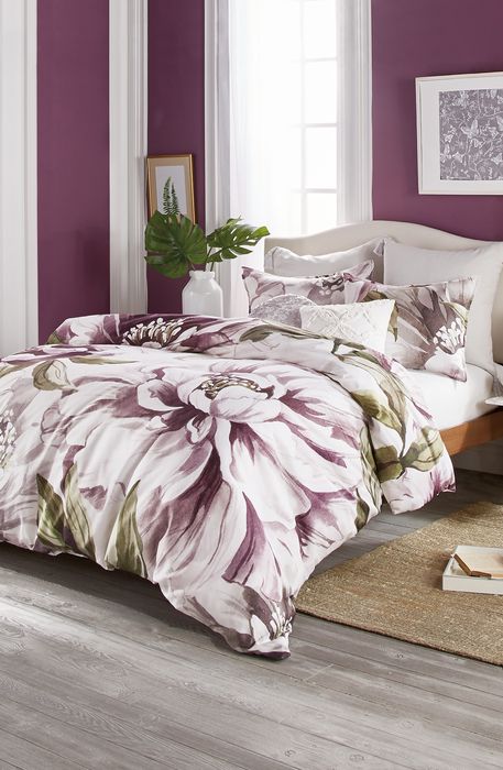 Peri Home Peony Blooms Comforter & Sham Set in Purple